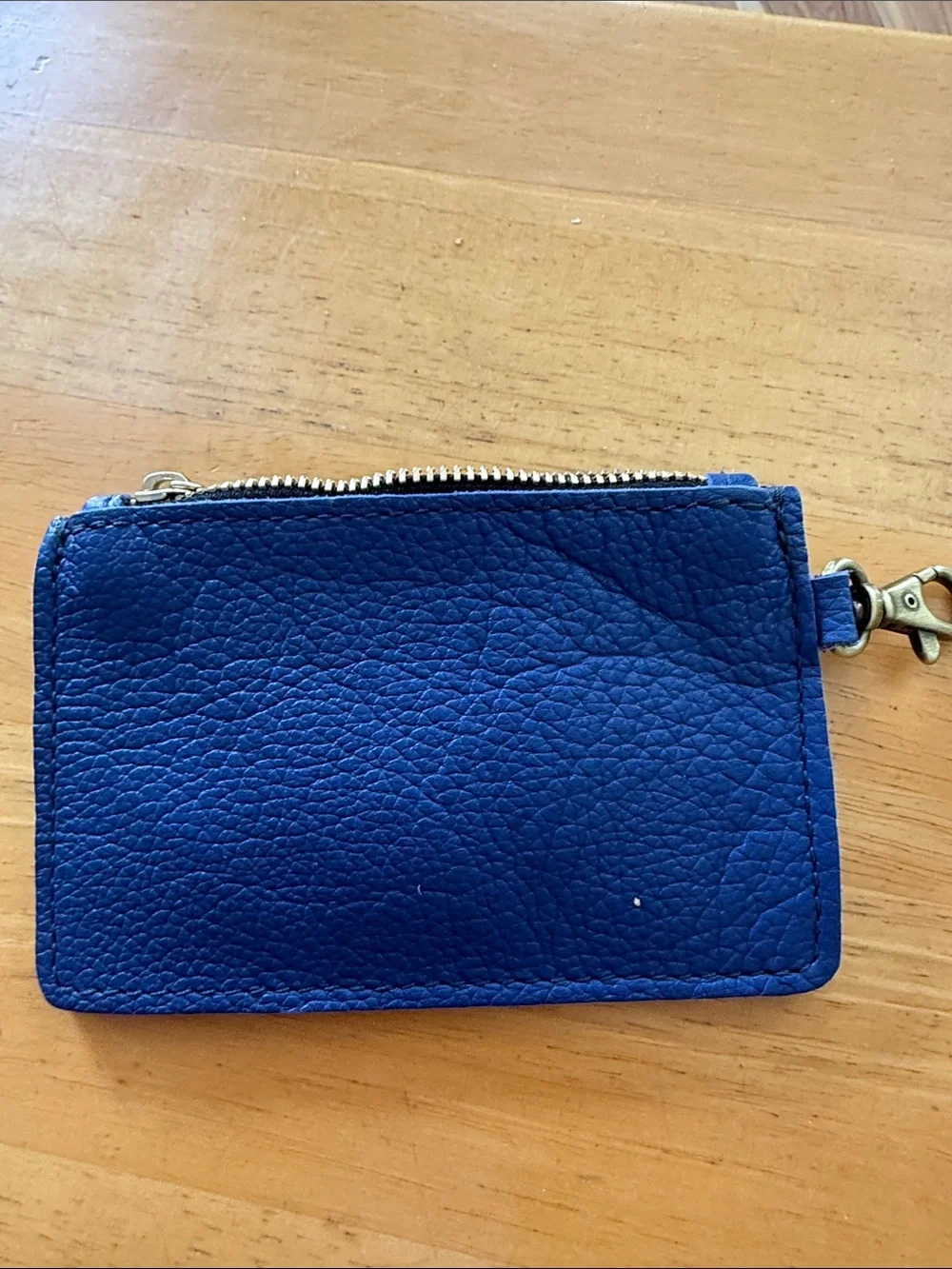 Portland Leather Blue Zip Card Pouch with Clip